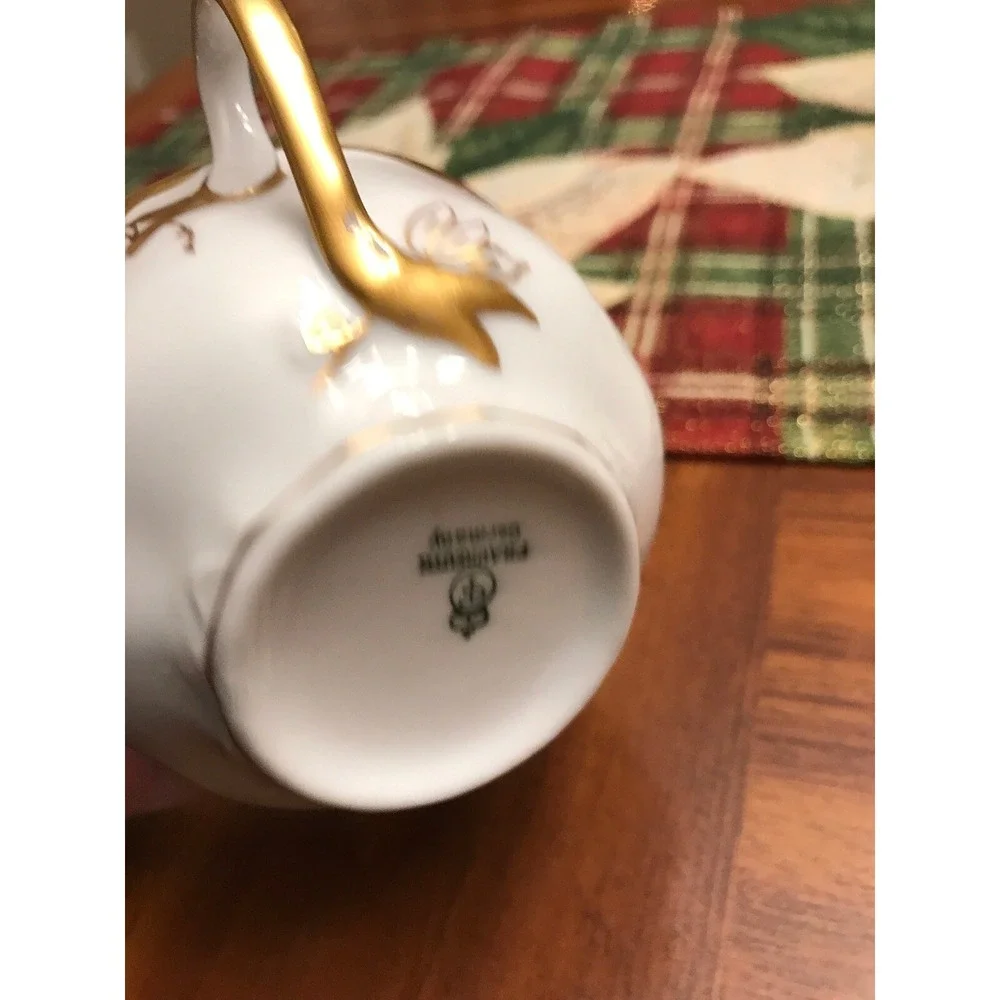 fraureuth germany small white bone china‎ tea coffee cup gold trim